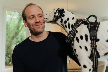 Wolfgang Maurer with a dog