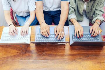 Students with their computers